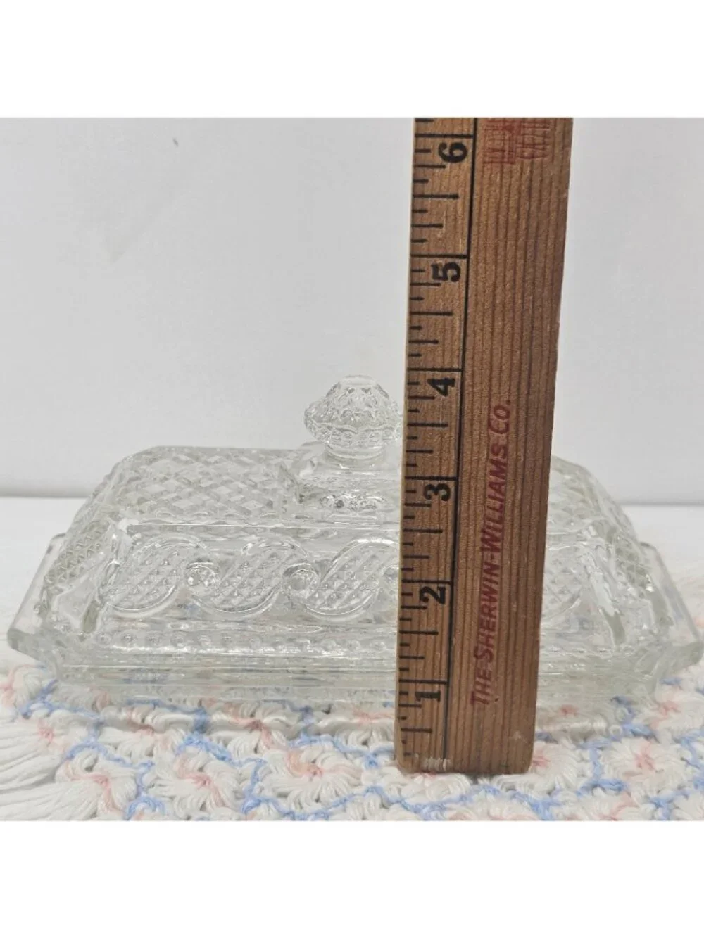 Vintage Avon Cape Cod Clear Pressed Glass Covered \ Butter Dish  Waves
